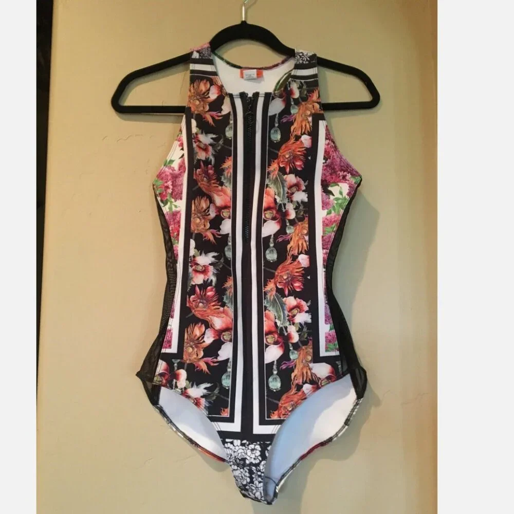 Clover Canyon Floral Garden Scarf Front Zip One Piece
